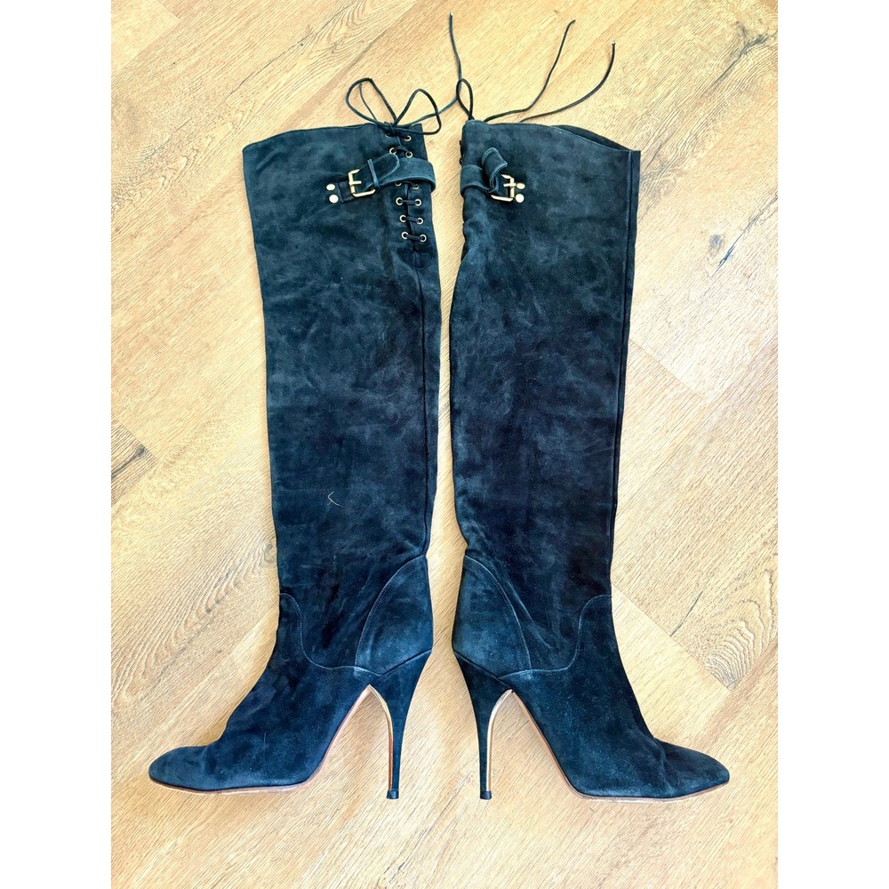 Chloe FW 2009 Size 40 Black Suede Over Knee Thigh High Stiletto Boots Size 9 9.5 - Picture 8 of 8